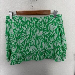 Lilly Pulitzer Green and White Floral Mini Skirt